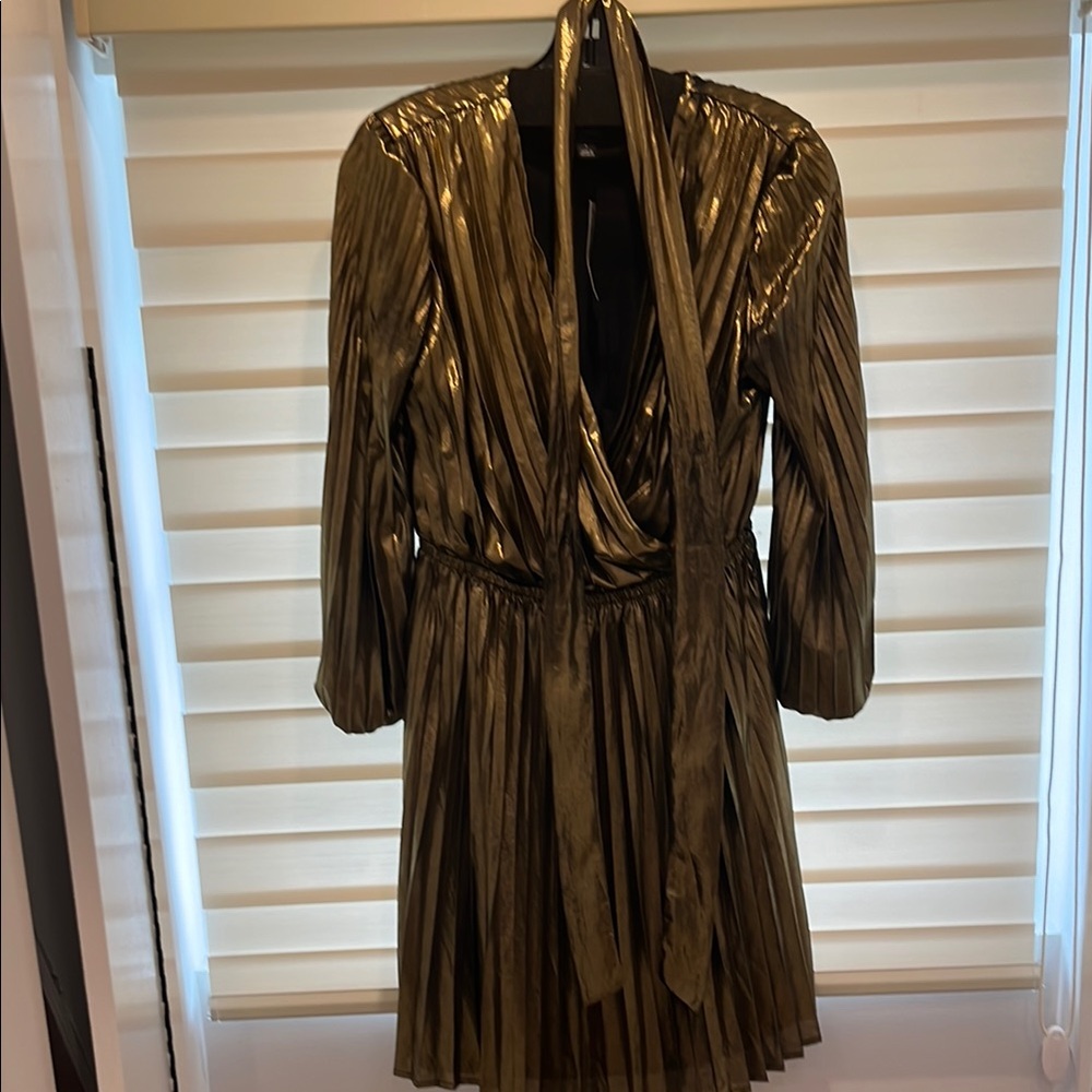 Shiny Metallic Dress with belt